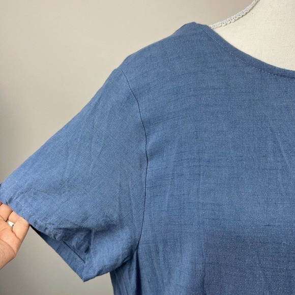 Sellse Blue Linen Oversized Maxi Dress Size S  M Lagenlook Pleated - Picture 4 of 14